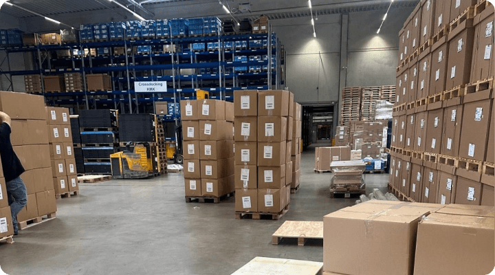 Warehouse with packaged goods